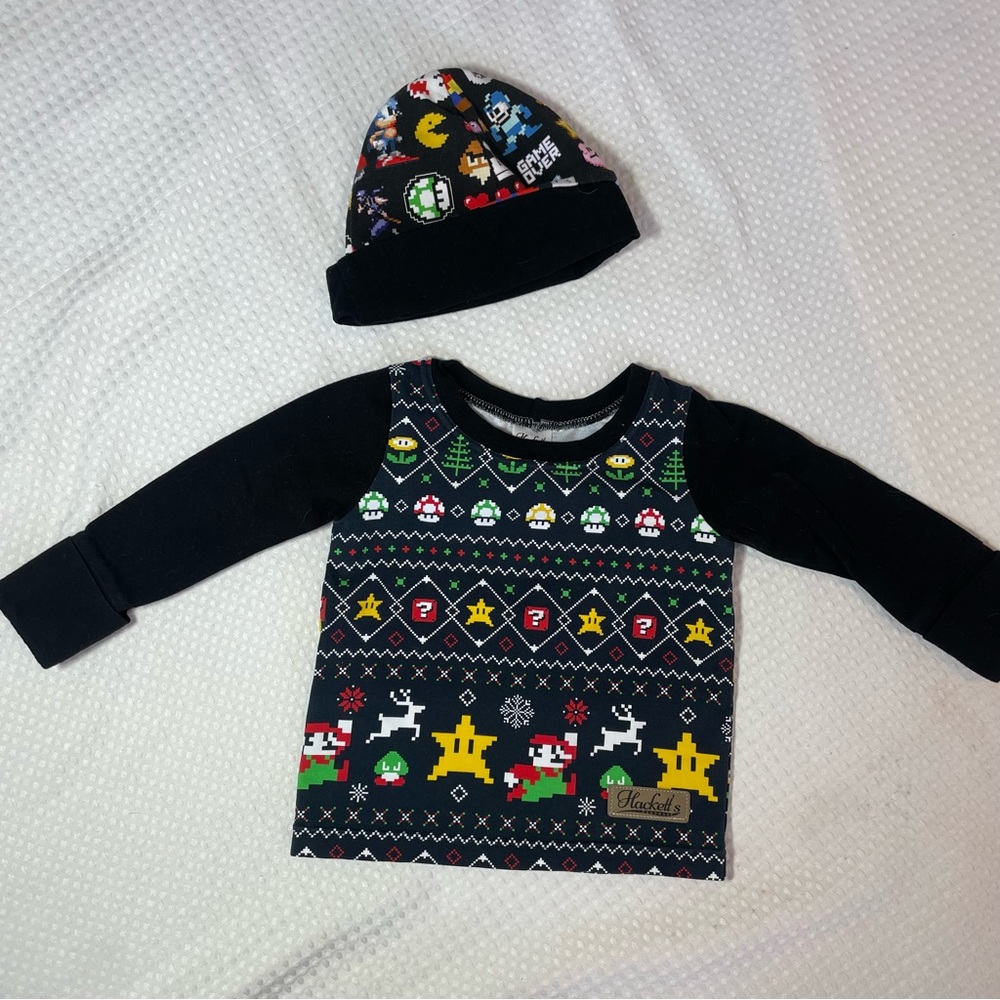 Hackett’s Super Mario/ Nintendo Grow With Me Sweater & Hat Set 3-12m